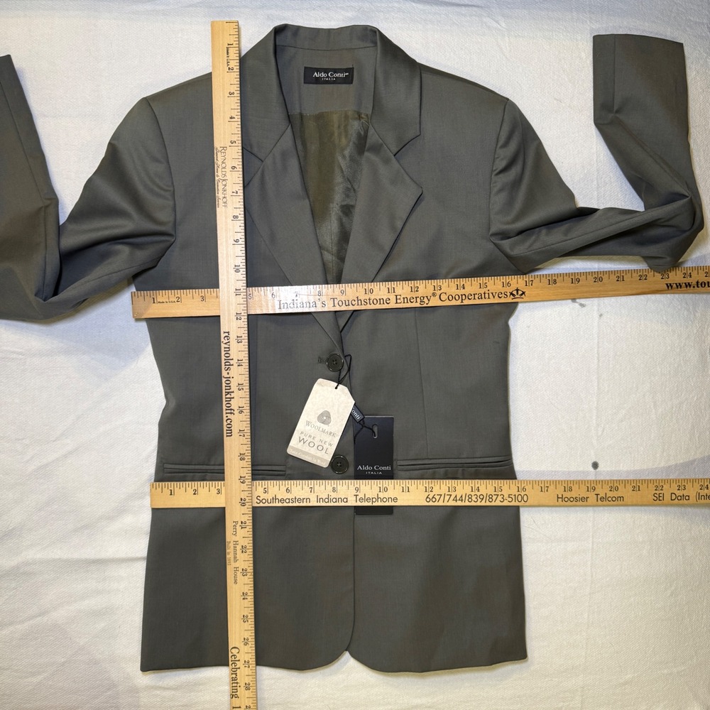 Aldo Conti Italia Sage Green Pure New Wool Blazer Jacket Professional NWT - Picture 5 of 10